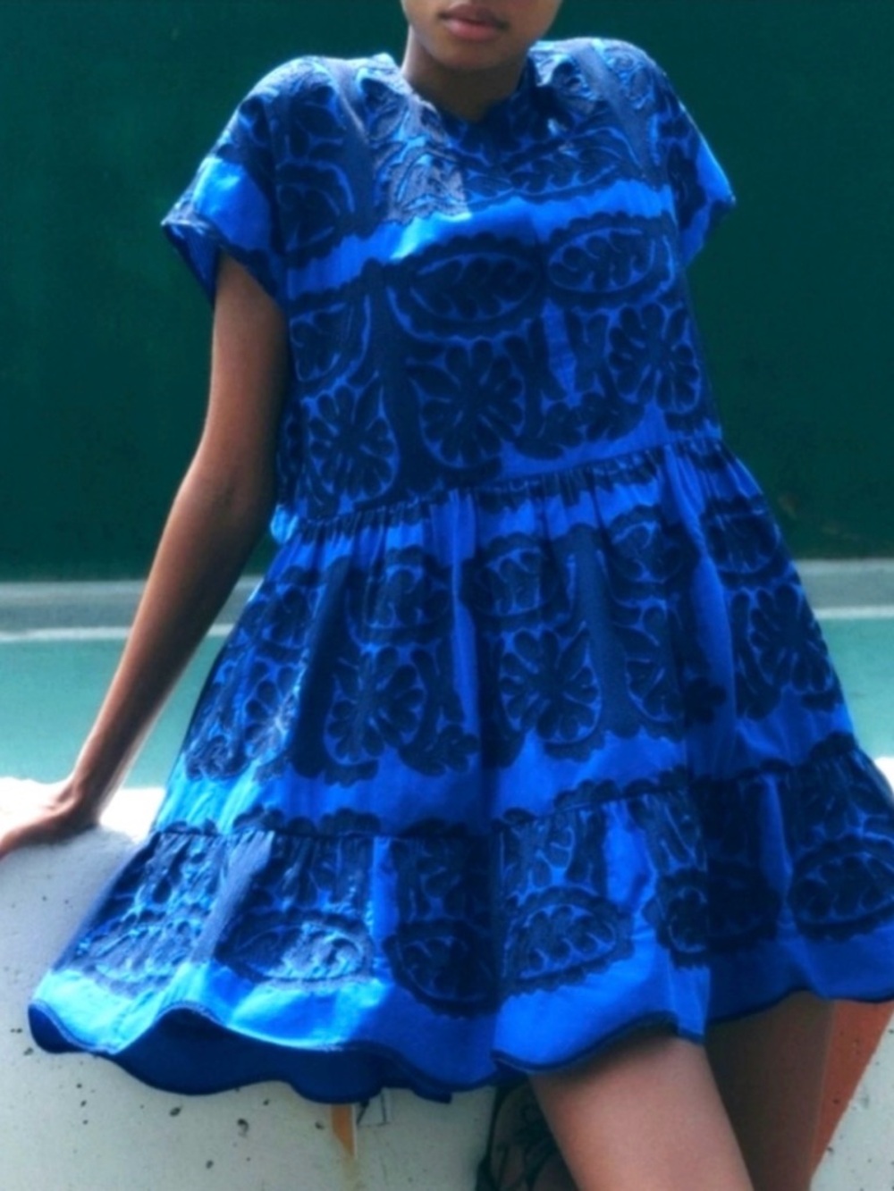 Zara Royal and Navy Blue Embroidered Jacket